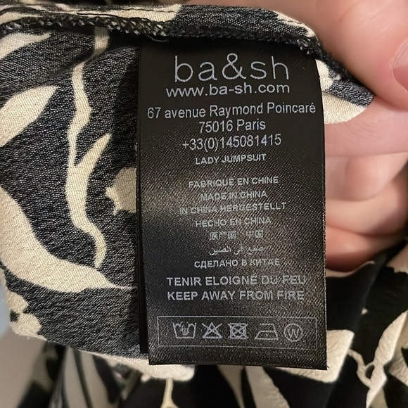 ba&sh Lonik Lady Jumpsuit Long Sleeve Floral Wide Leg Black Cream Womens 4 - Picture 10 of 13